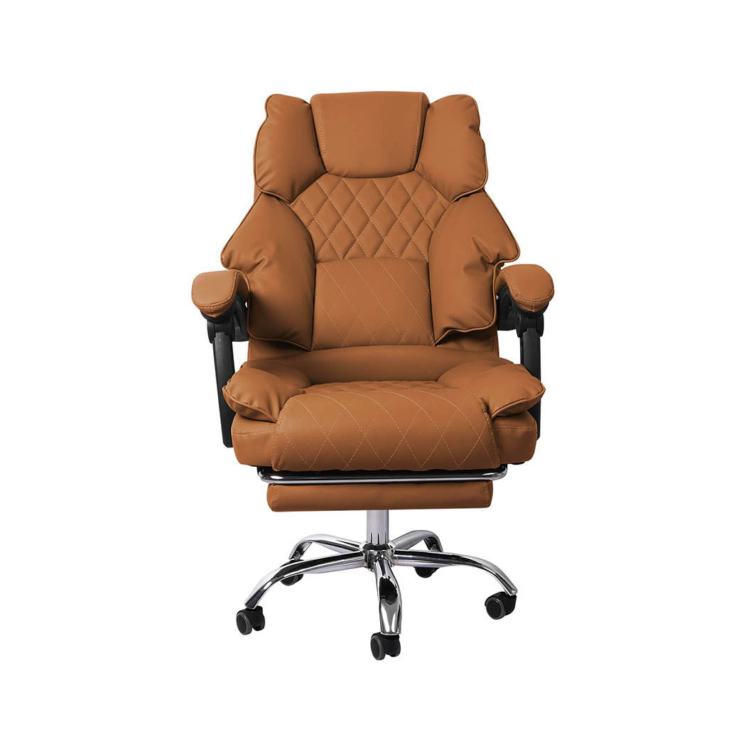 Levede Gaming Chair Office Computer Brown Footrest-1910112922684755969