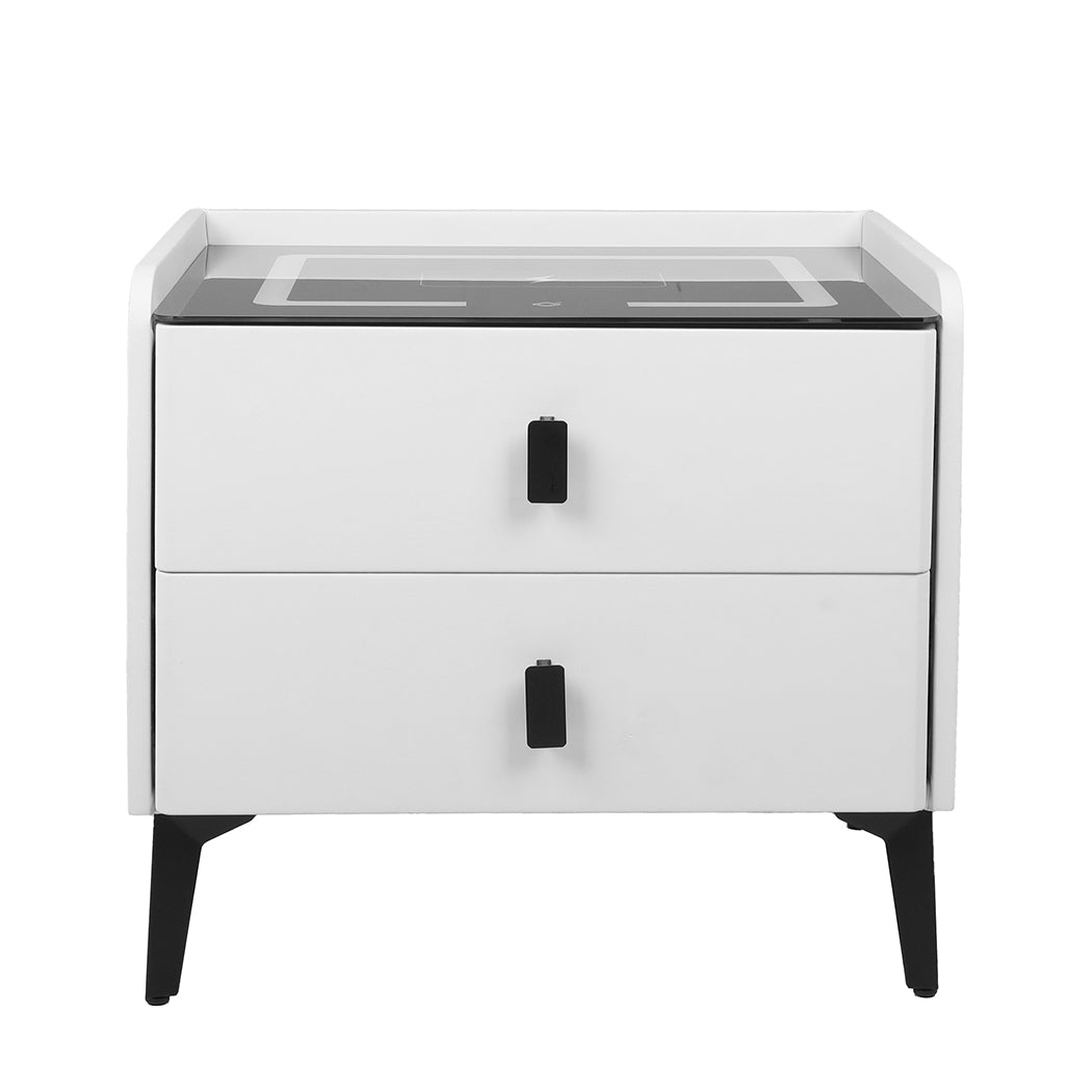 Levede Bedside Table LED Lights Drawers Storage-1910112205802704897