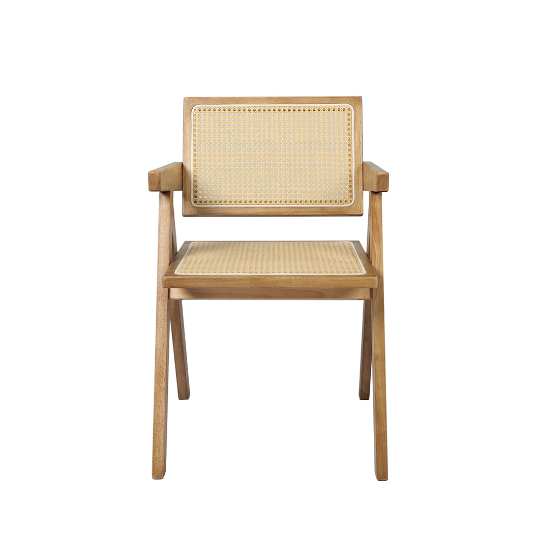 Levede 1x Dining Chair Solid Wood Rattan Natural-1910113298079158273