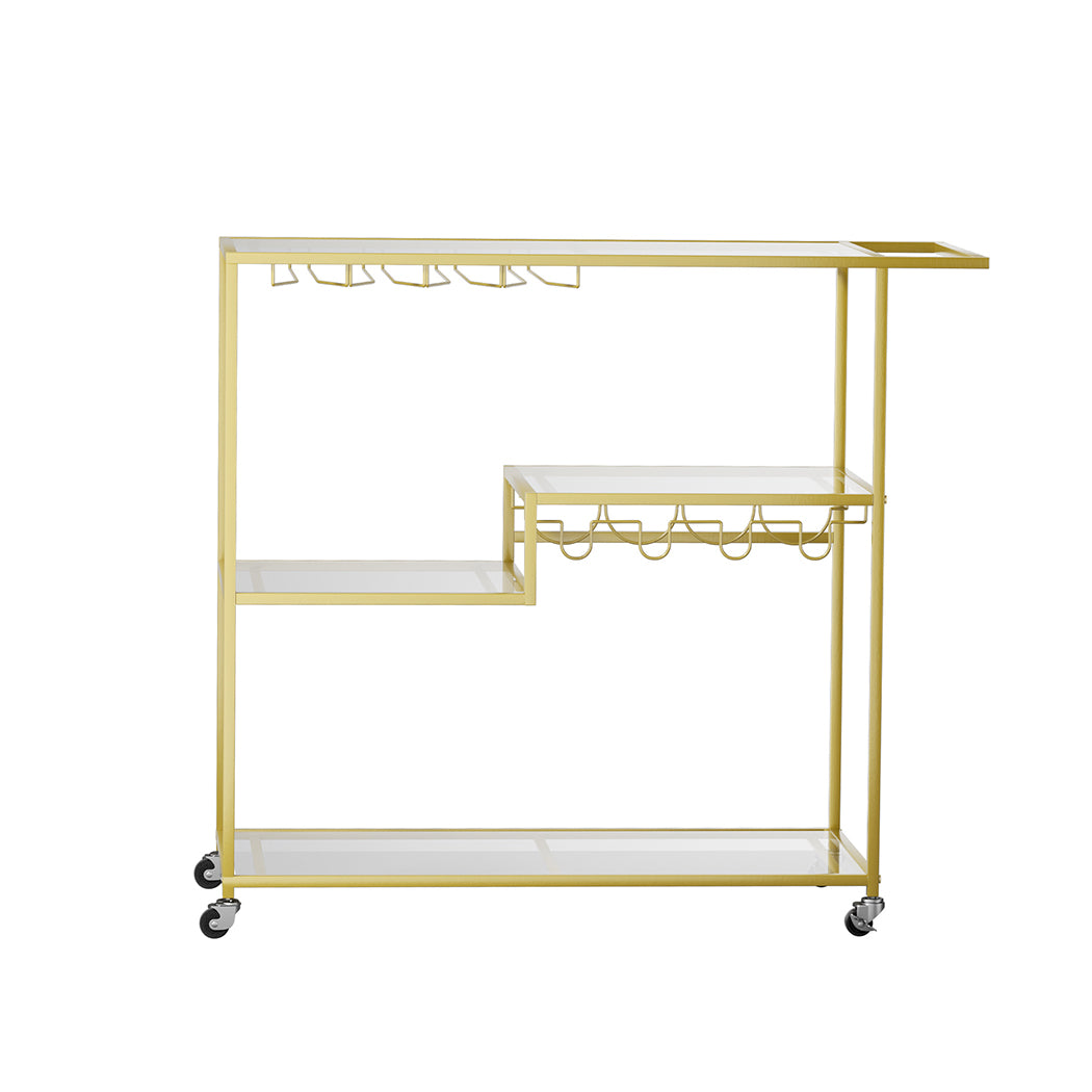 Levede Bar Cart Gold Drinks Serving Trolley 4 Tier-1942353801772142593