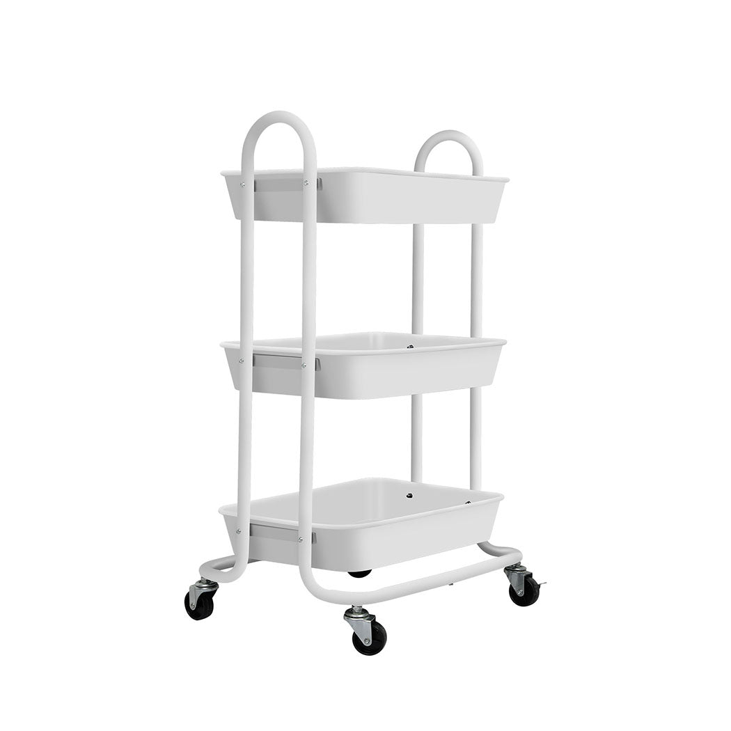 Levede 3 Tiers Kitchen Storage Trolley White-1942353198664781825