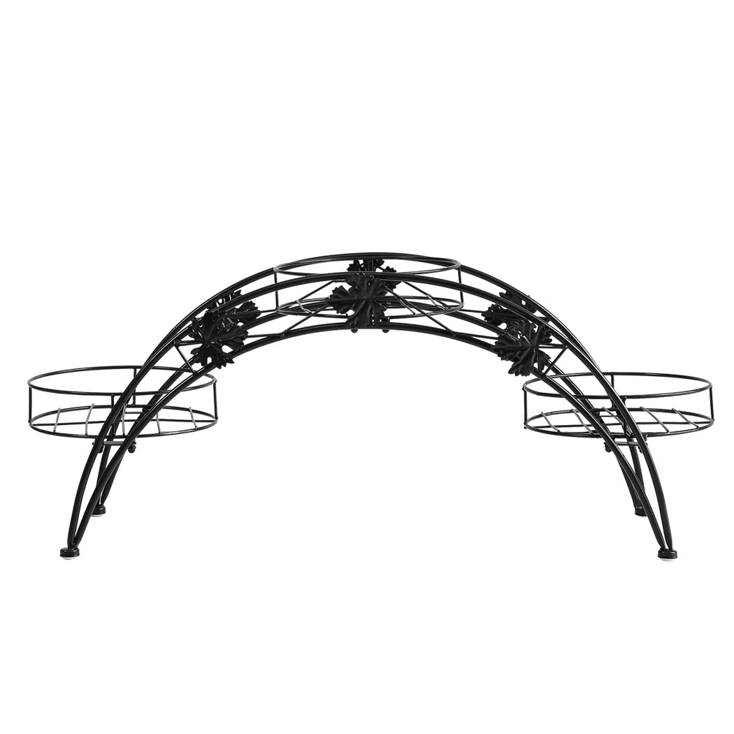 2X Plant Stand Outdoor Indoor Metal Black-1942352902232346625