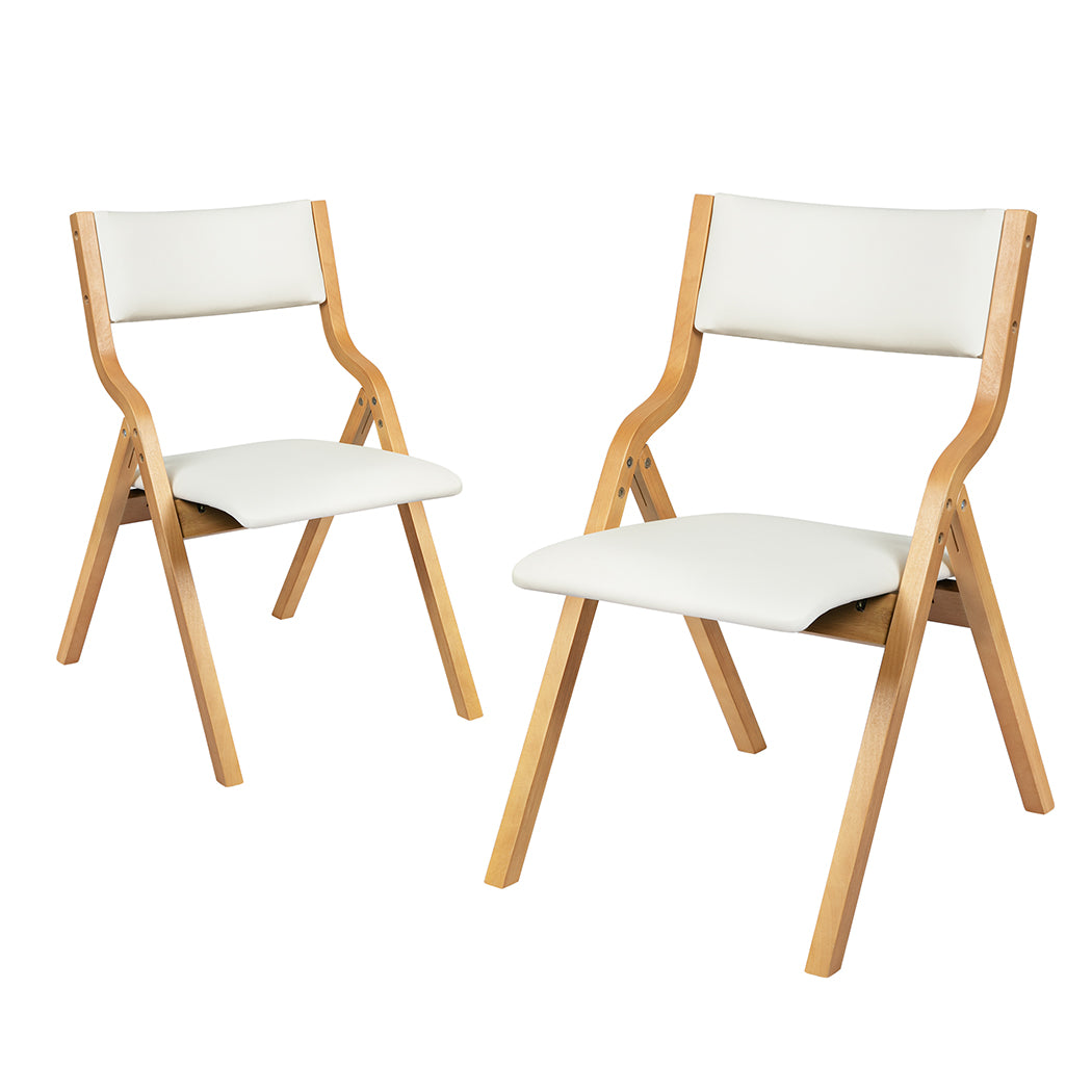 Levede 2x Dining Chairs Foldable PU Beige-1910113296992833537