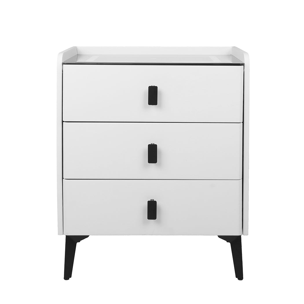 Levede Bedside Table LED Lights Drawers Storage-1937319786606366721
