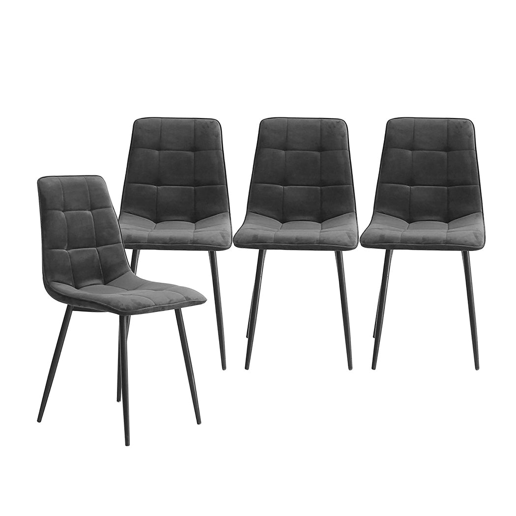 Levede 4x Dining Chairs Kitchen Velvet Grey-1910113287547260929
