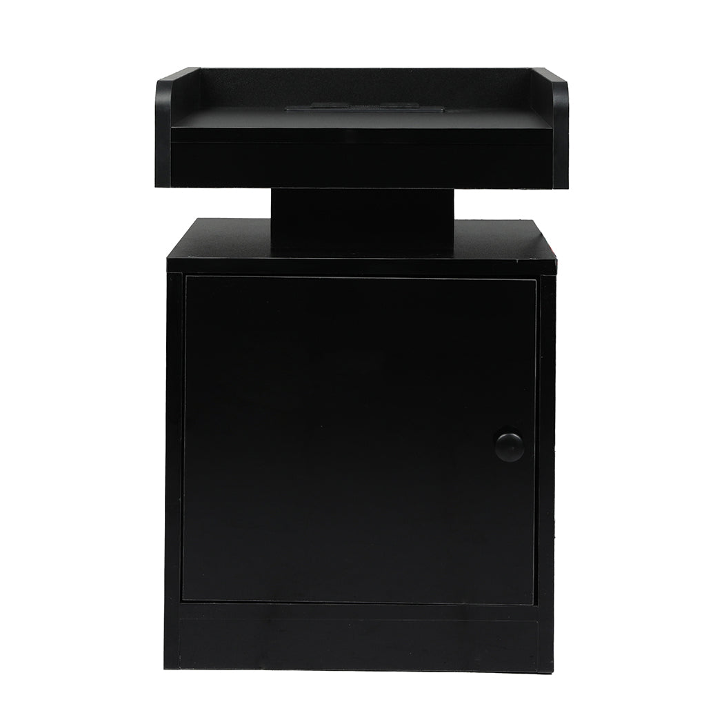 Levede Bedside Table USB Charger Outlet RGB Black-1910112205286805505
