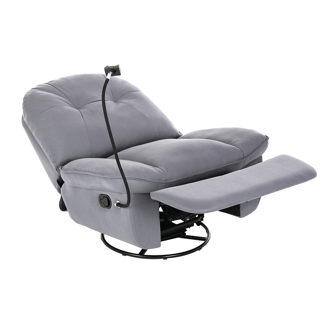 Levede Recliner Chair Lounge 360?Swivel Black-1910112923305512961