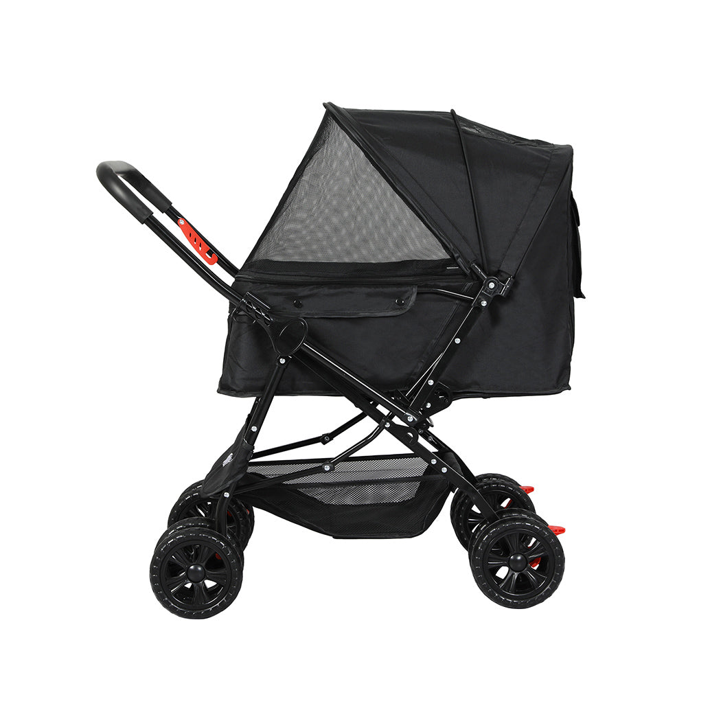 PaWz Pet Stroller Dog Cat Carrier Foldable Black-1942352821340999681