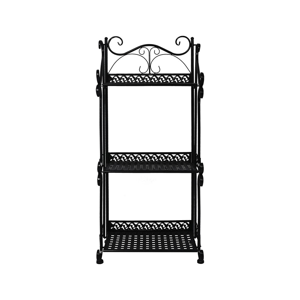 Levede Plant Stand 3 Tiers Outdoor Indoor Black-1942353746407329793
