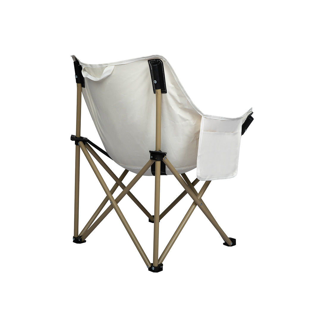 Levede Folding Camping Moon Chair Lightweight Beige-1910112919954264065