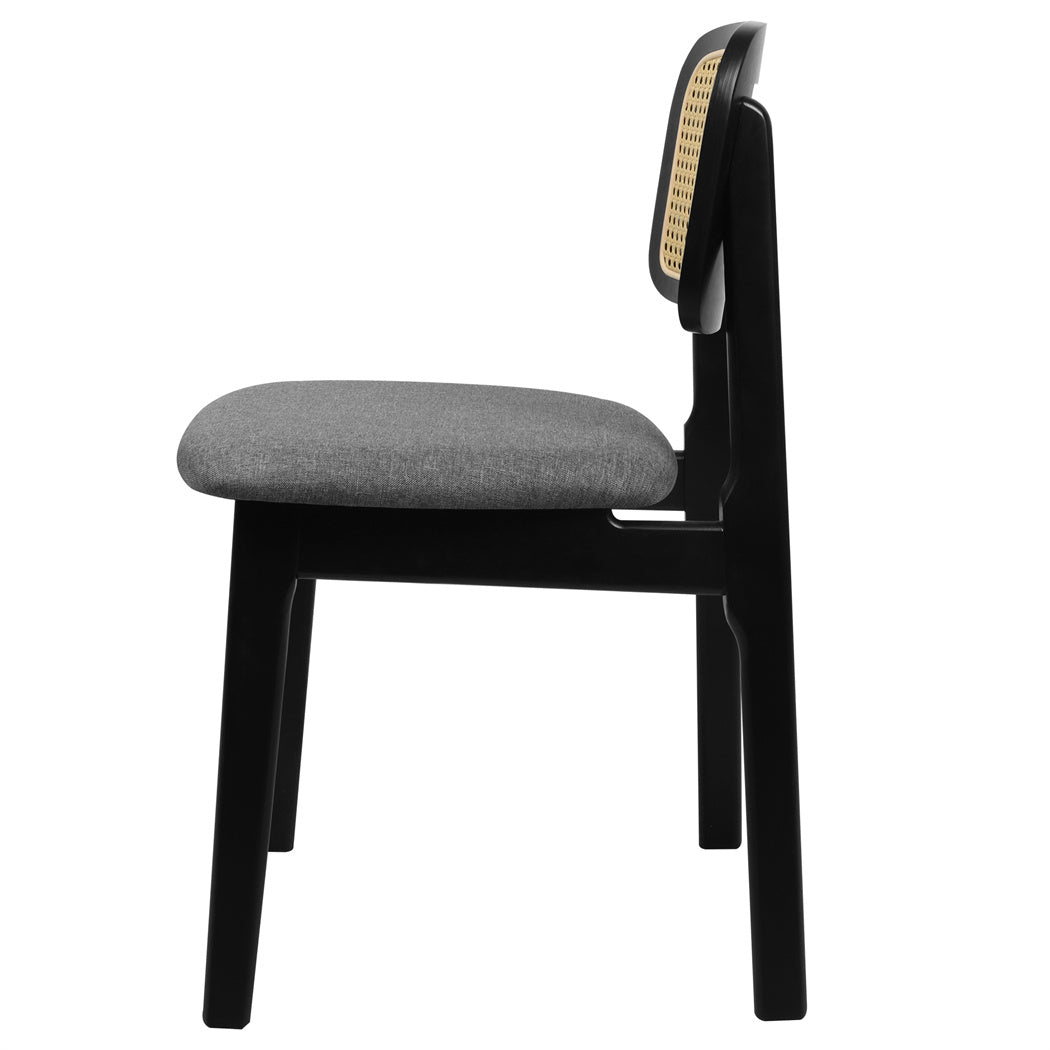 Levede 2x Dining Chair Wood Rattan Armless Black-1937319813961617409