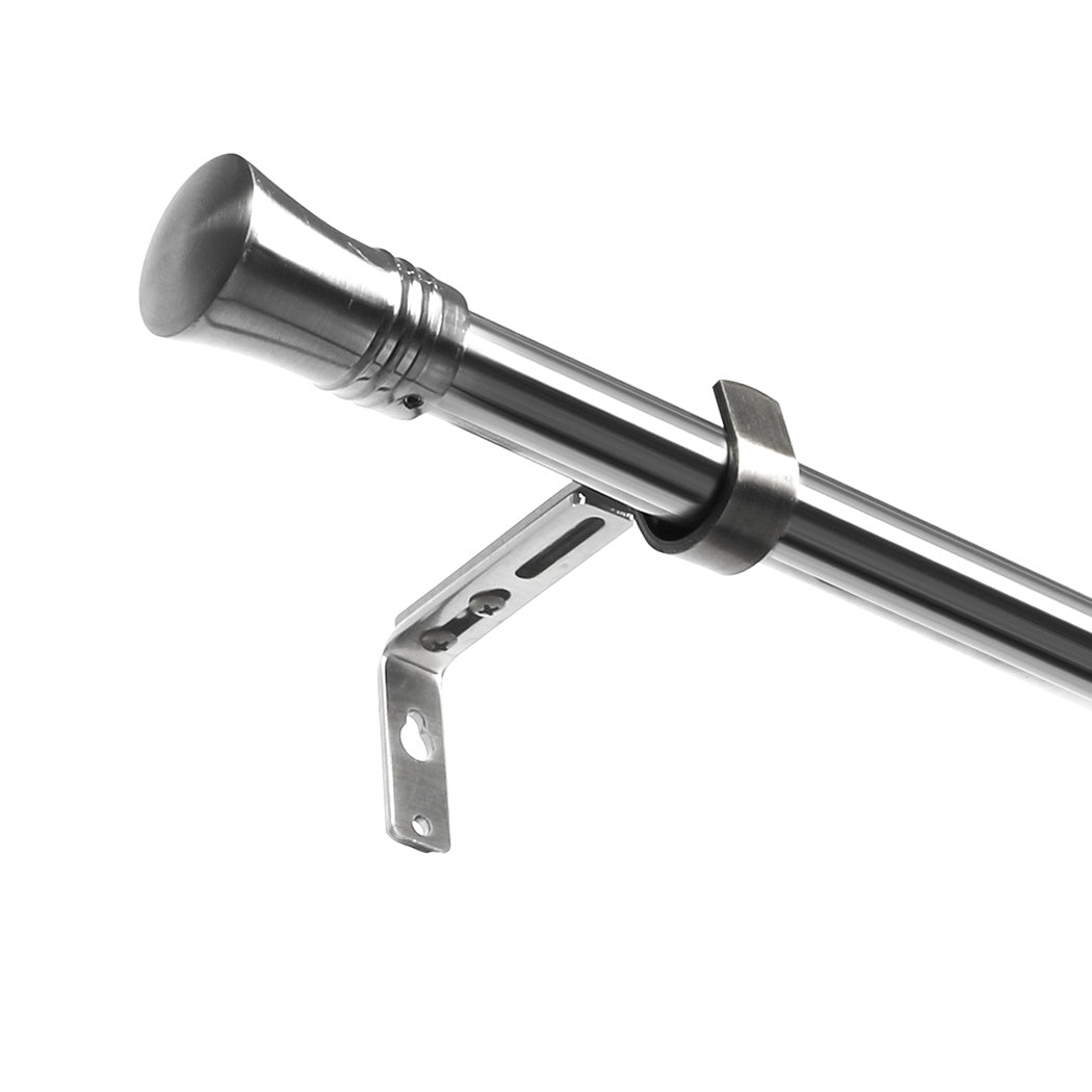 Marlow Satin Nickel Curtain Rod Steel Quiet Rail Pole Pommel Set Adjustable-1942353625099669505