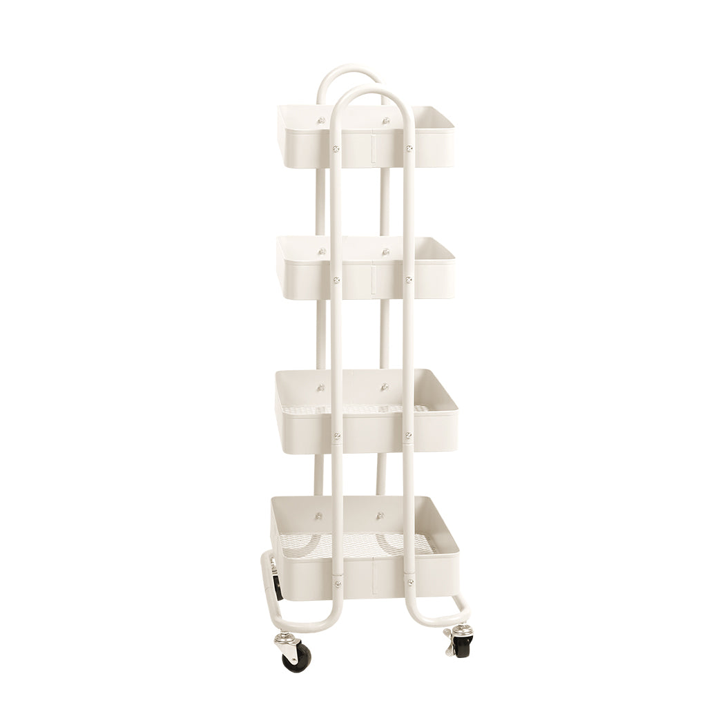 Levede 4 Tiers Kitchen Trolley Cart White-1942353198278905857