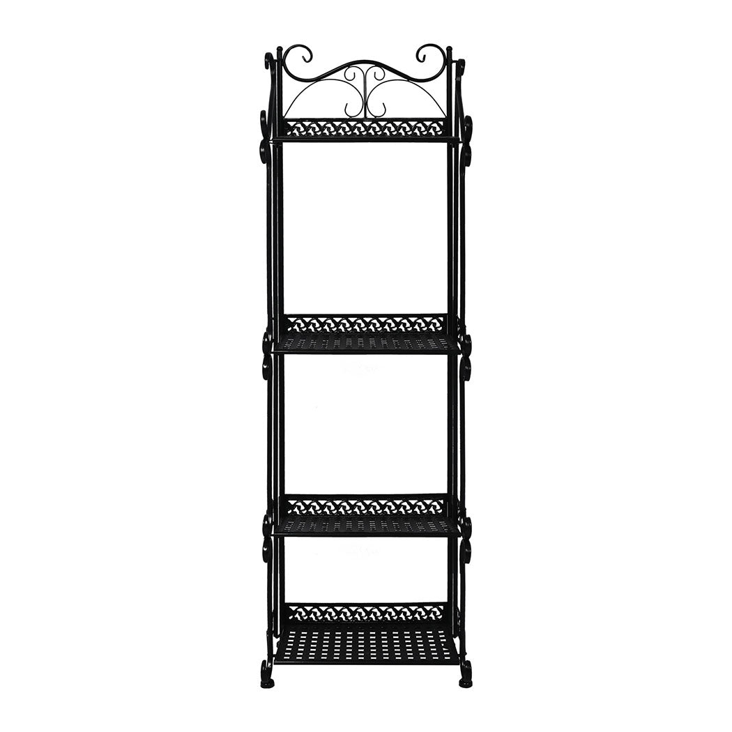 Levede Plant Stand 4 Tiers Outdoor Indoor Black-1942353747606900737