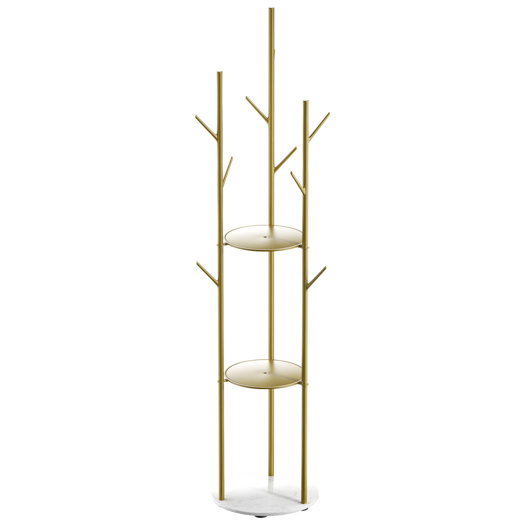 Levede Coat Rack Clothes Stand 8 Hook Organizer Gold-1910112990083026945