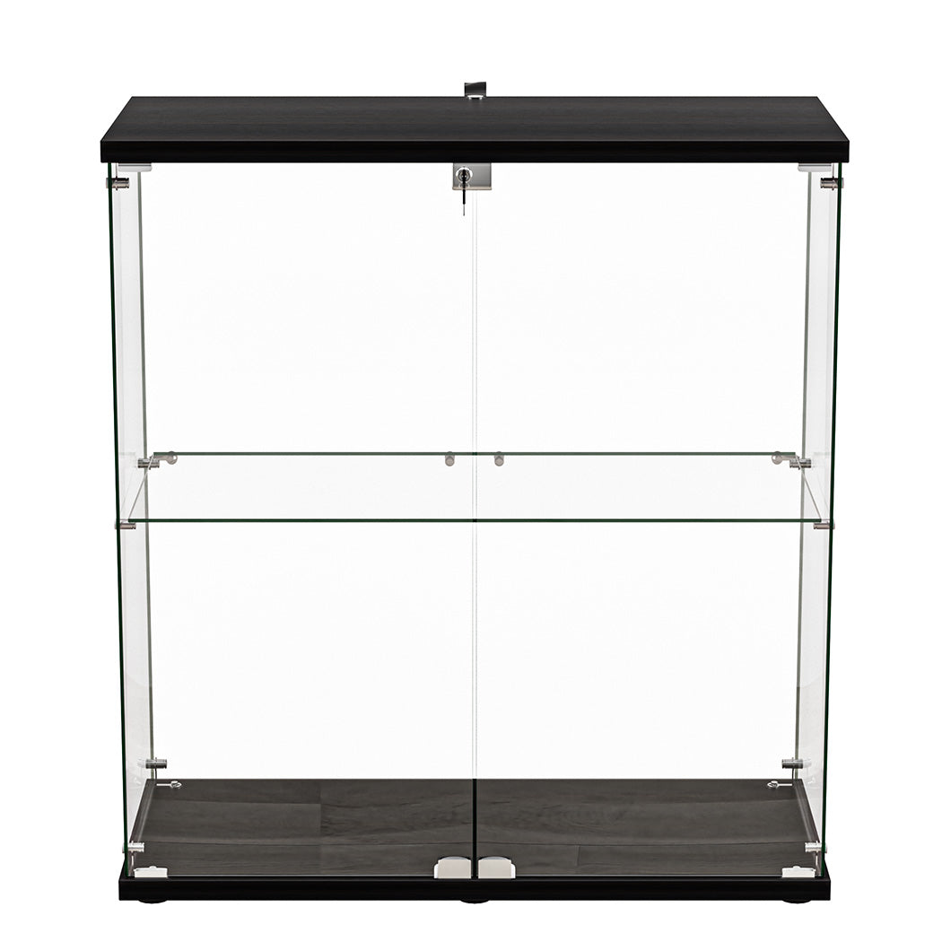 Stacked Glass Display Cabinet Lockable Collections Storage 2 Tier Shelf 2 Door-1937319791652114433