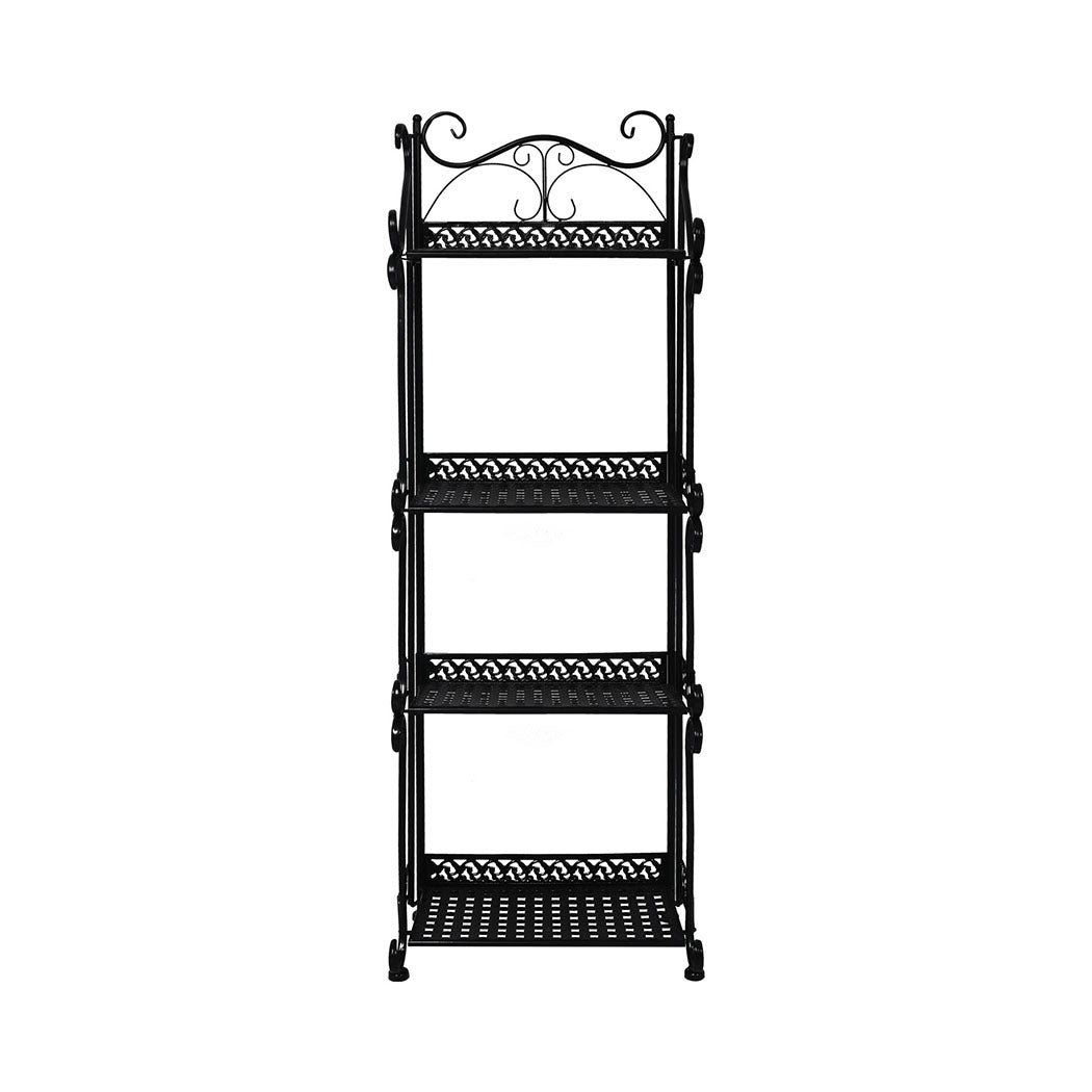 Levede Plant Stand 4 Tiers Outdoor Indoor Black-1942353747158110209