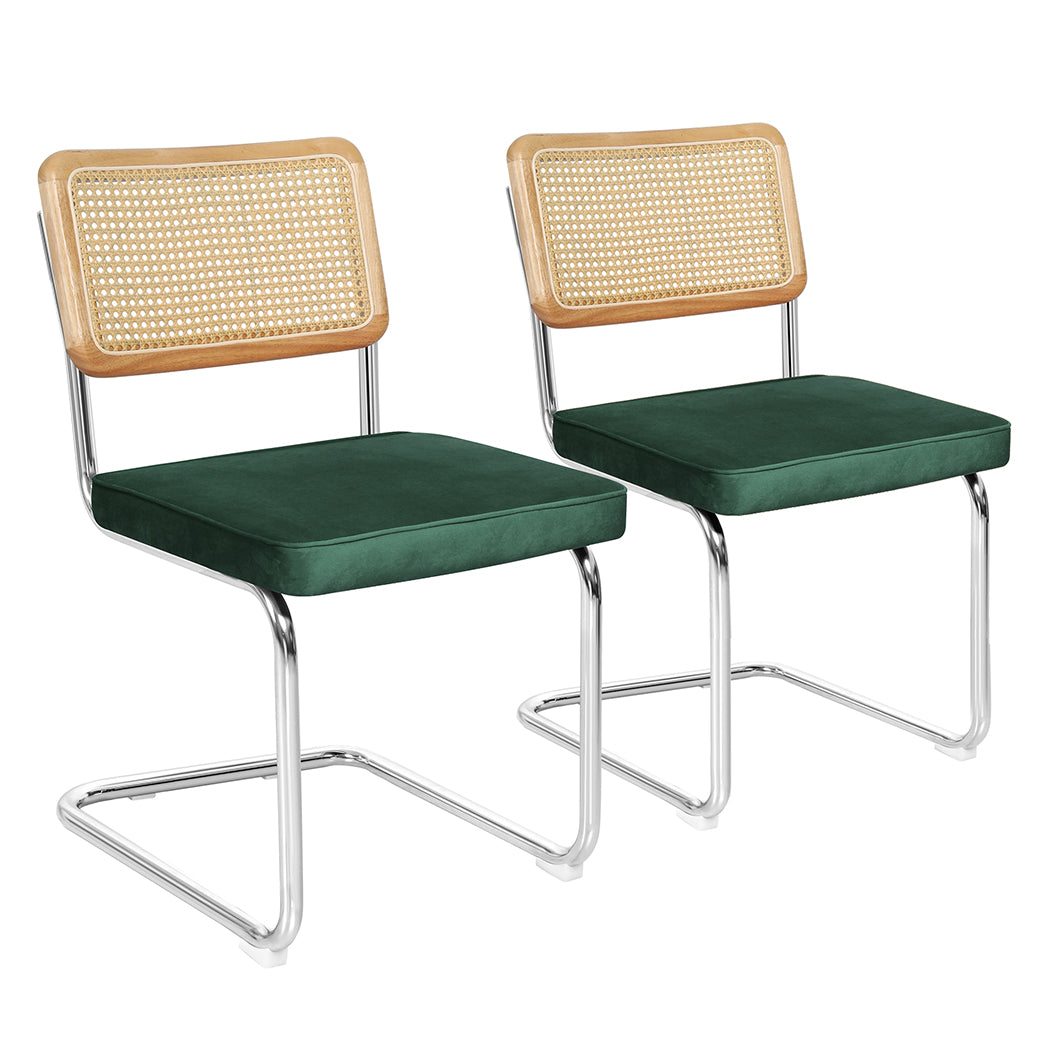 Levede 2xRattan Chair Dining Chairs Green-1910113300486688769