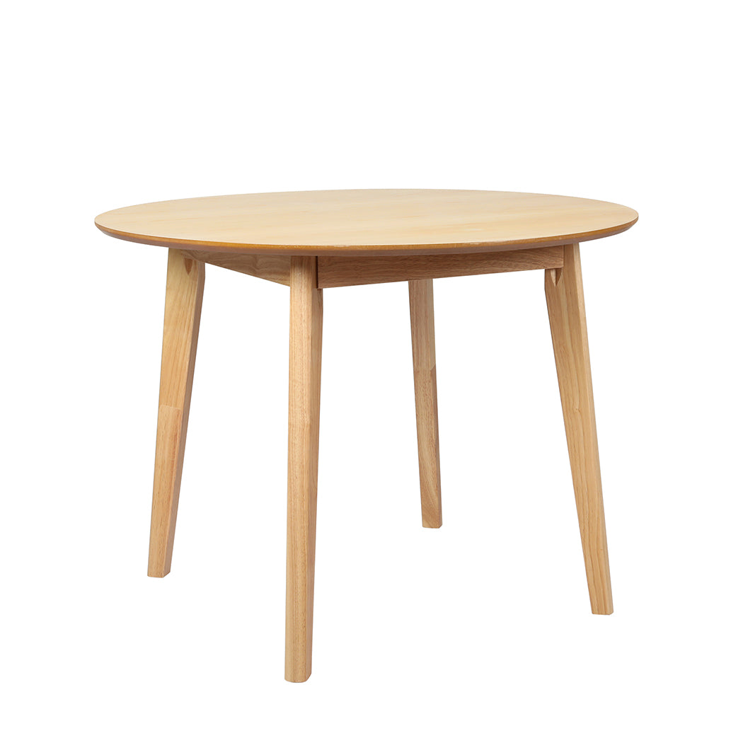 Levede Dining Table Round Rubberwood Base 100cm Natural 100 CM-1910113303351398401