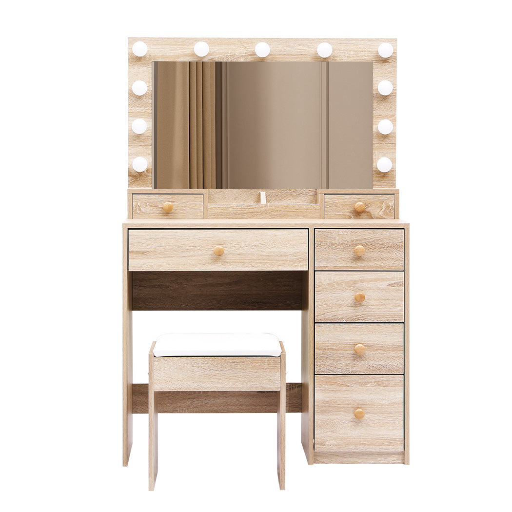 Levede Dressing Table Stool Set Oak-1917016716009934849