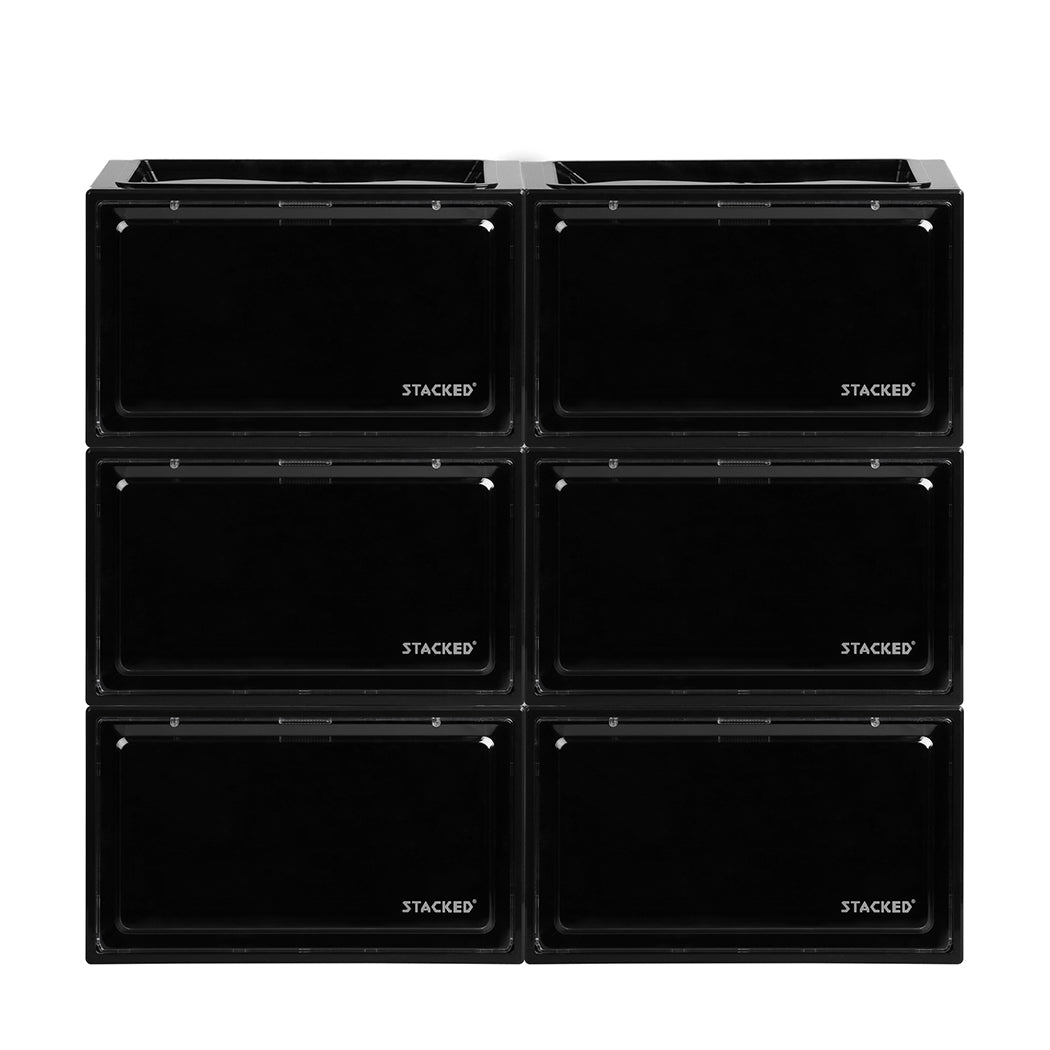 Stacked Shoe Box Acrylic Sneaker Display 6PC Black-1942352807613042689