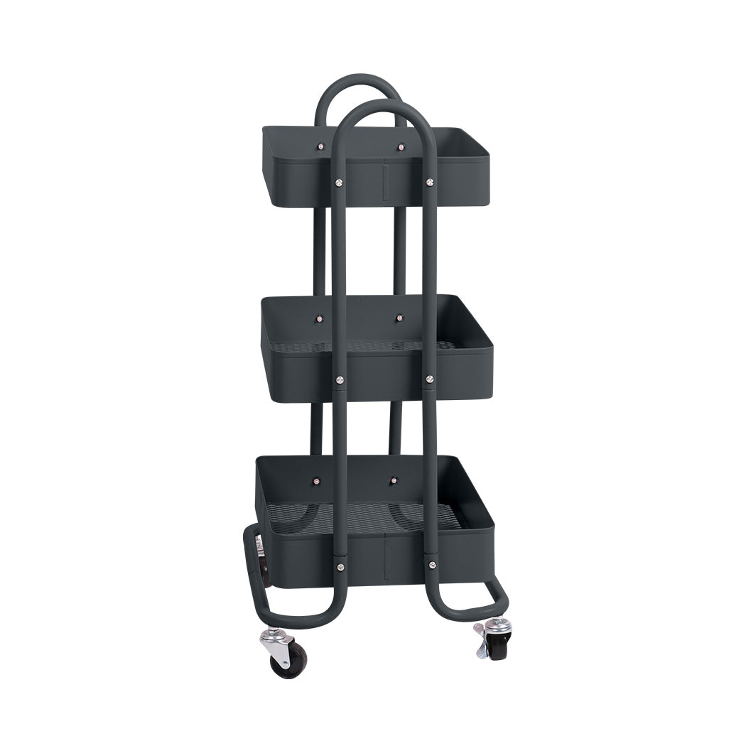 Levede 3 Tiers Kitchen Trolley Cart Grey-1942353197146443777