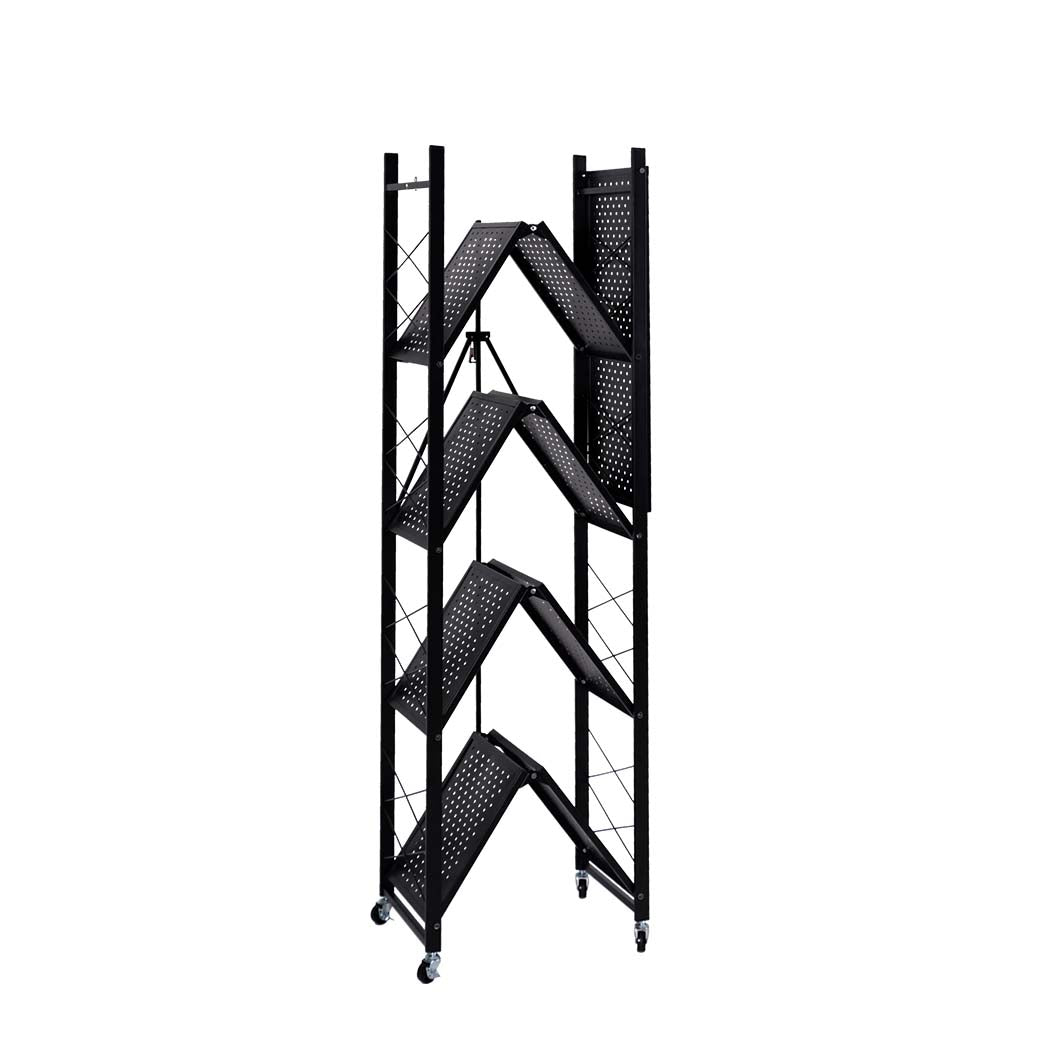 Levede Foldable Storage Shelf Display Black 5 Tiers-1942352905193525249
