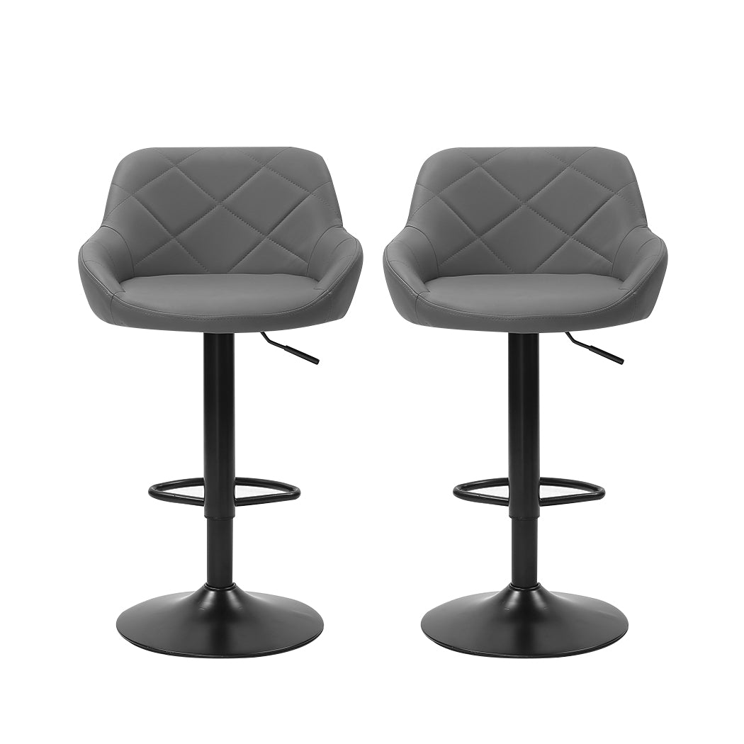 2x Bar Stools Stool Kitchen Chairs Swivel Grey-1919892919276408833