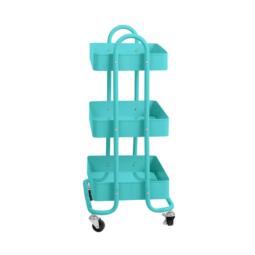 Levede 3 Tiers Kitchen Trolley Cart Turquoise-1942353197528125441