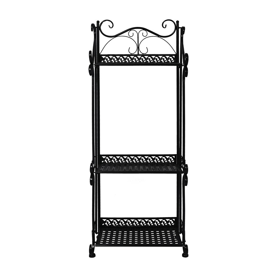 Levede Plant Stand 3 Tiers Outdoor Indoor Black-1942353746784817153