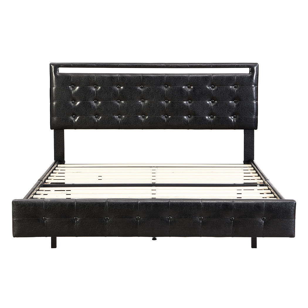Levede  Floating Bed Frame Double with Headboard LED Lights Mattress Base-1937319784794427393