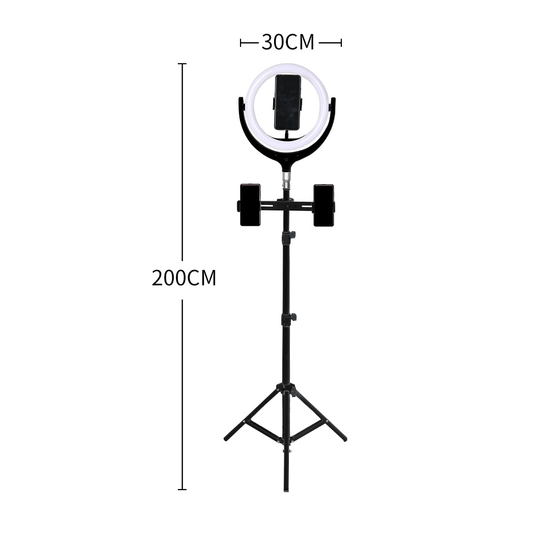 12'' LED Ring Light with Tripod Stand Black-1919892833163153410