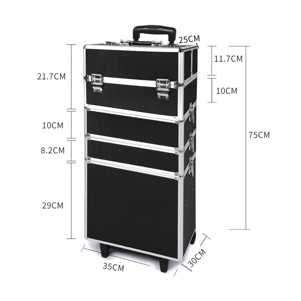 Professional Cosmetic Case Makeup Trolley Black-1942353090665648130