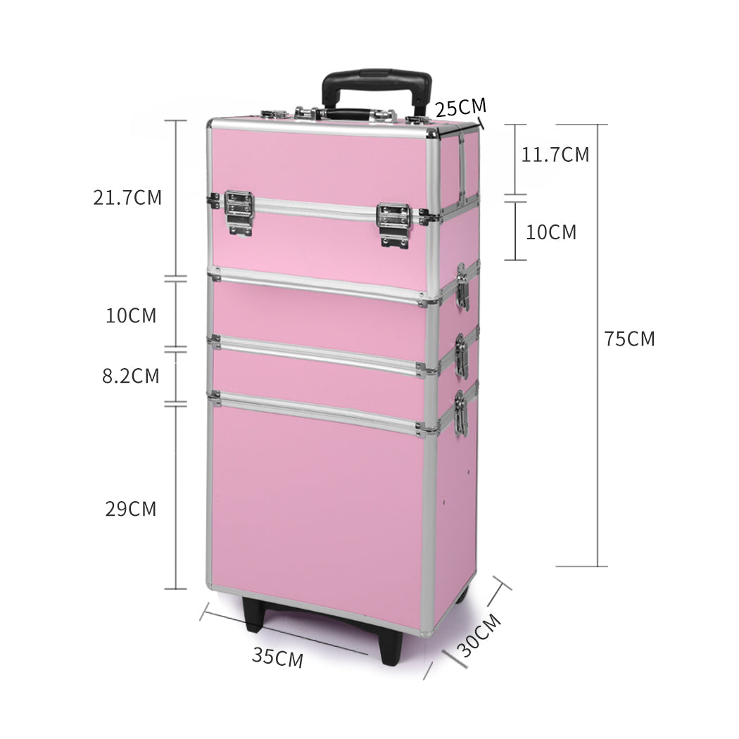 Professional Makeup Trolley Rolling Pink and Silver-1942353090837614594