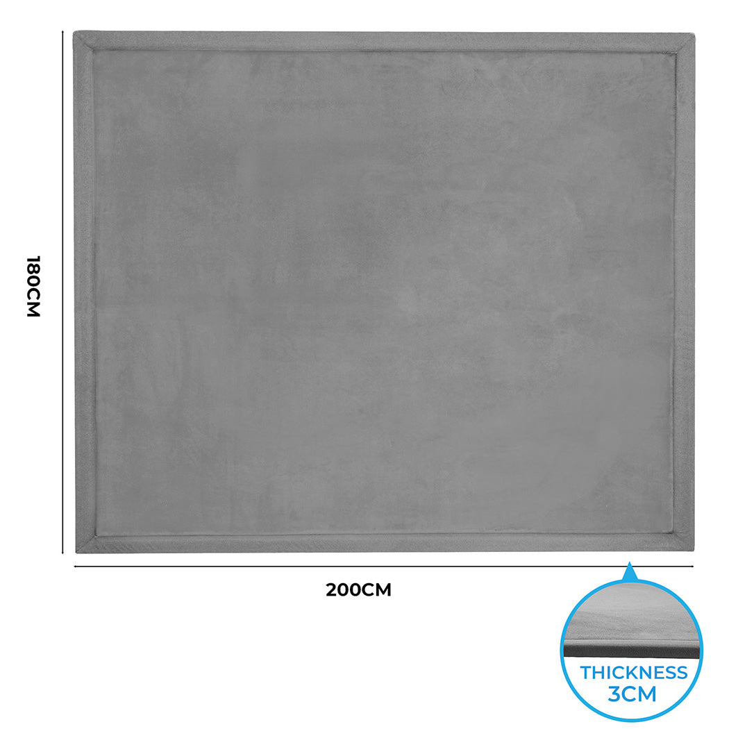 Marlow Coral Velvet Area Rugs Large Mat 180x200cm Grey-1942353700479700994