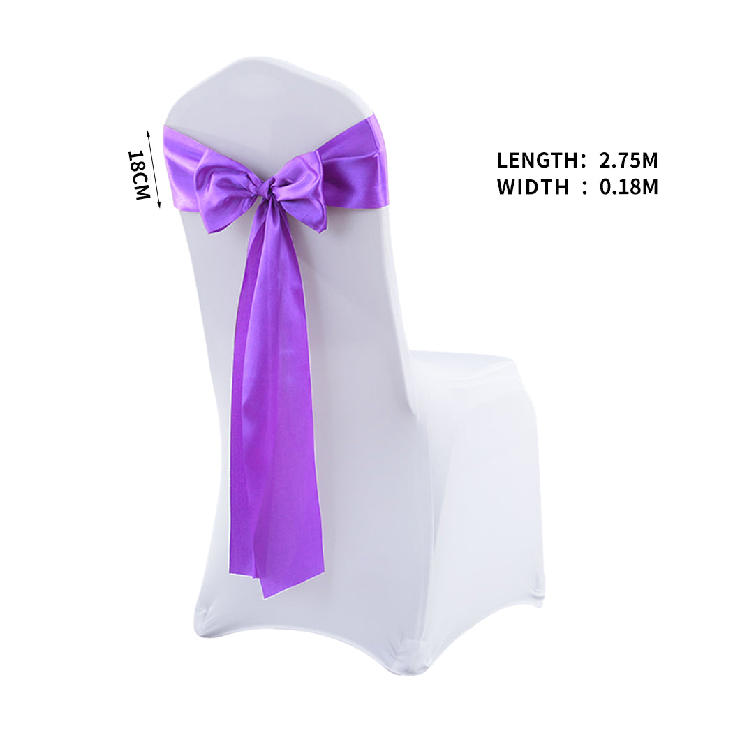 50x Satin Chair Sashes Cloth Cover Wedding Lavender-1942353141123125250