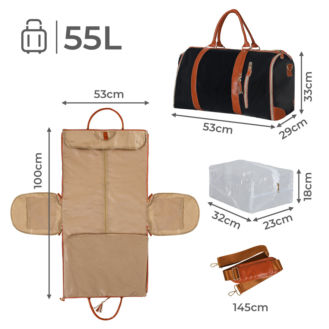 Slimbridge Garment Bags 2 in 1 Hanging Suit Bag Black-1942353691034128386