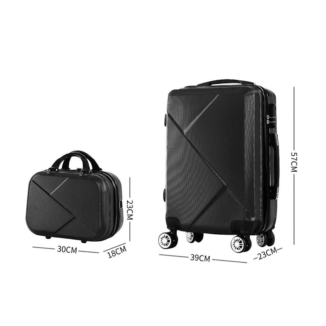 Slimbridge 2pcs 20"Travel Luggage Set Black-1942352931445673986