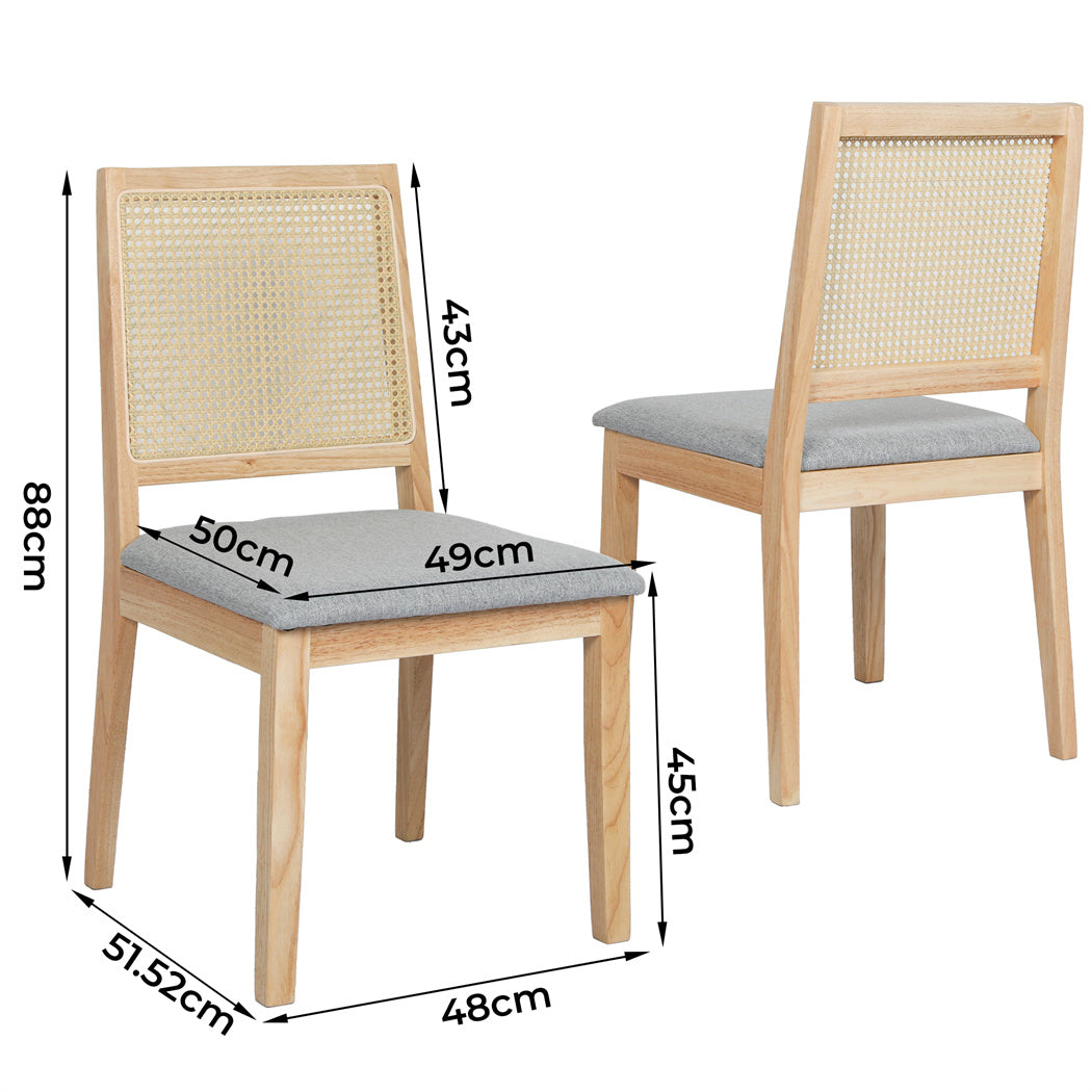 Levede 2x Rattan Dining Chair Solid Wood Lounge-1937319813655433218