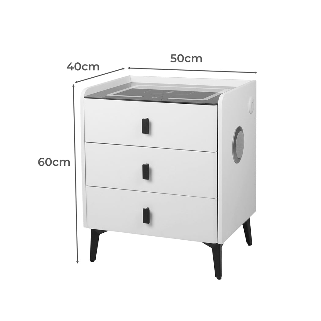 Levede Bedside Table LED Lights Drawers Storage-1937319786606366722