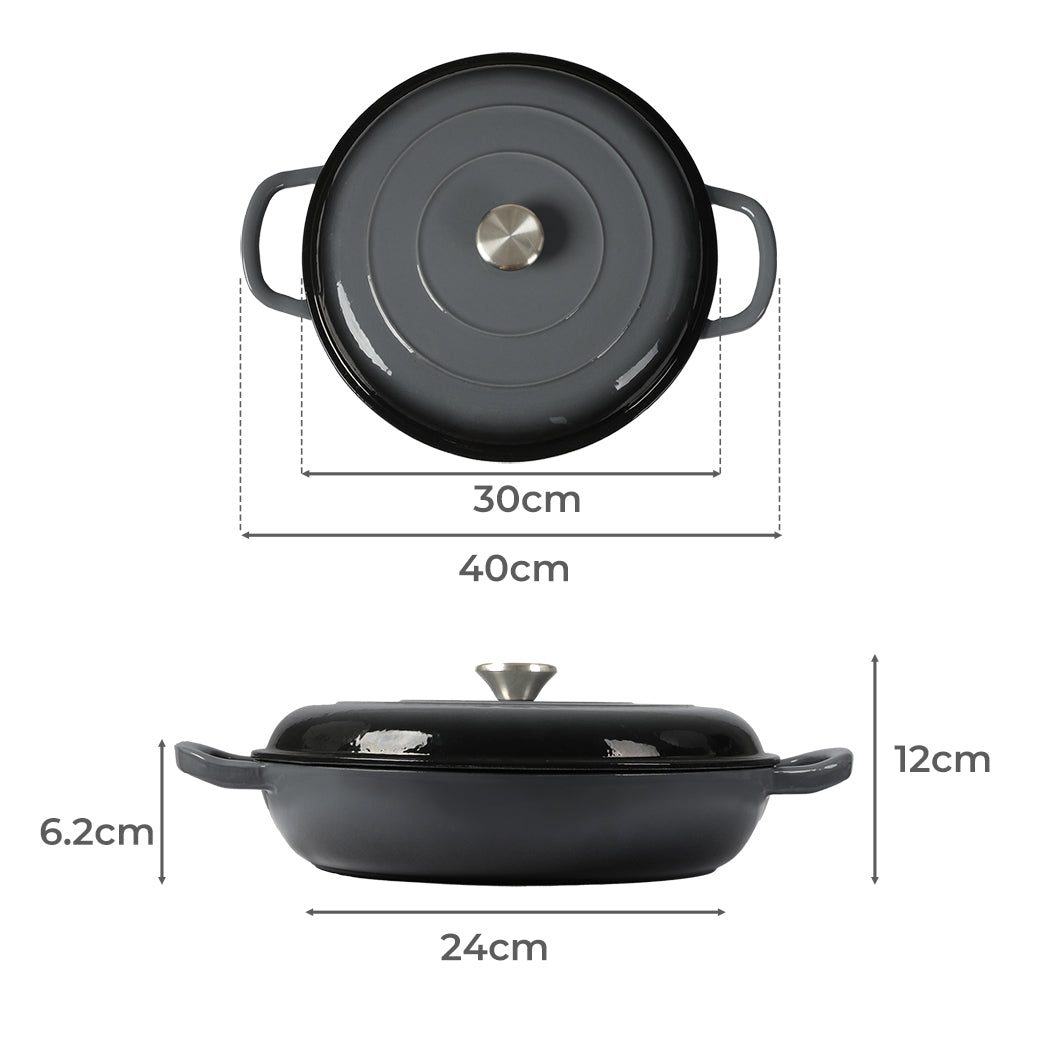 3.5L Enamel Dutch Oven Pan in Black Colour-1942352919340912642