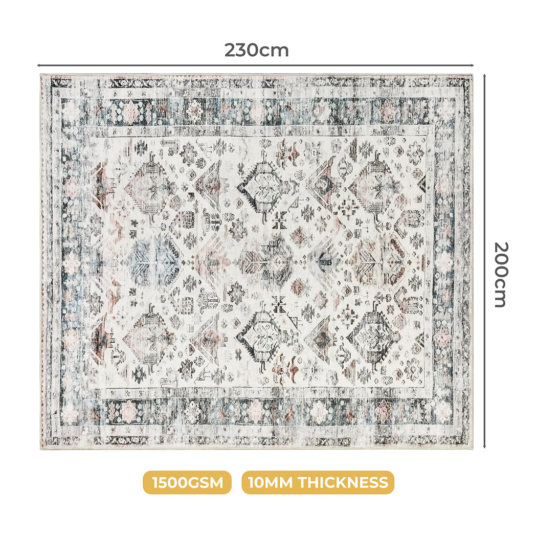 Marlow  Floor Rug Vintage Short Pile Washable Carpet Soft Plush Non Slip 200x230-1942353625816895490