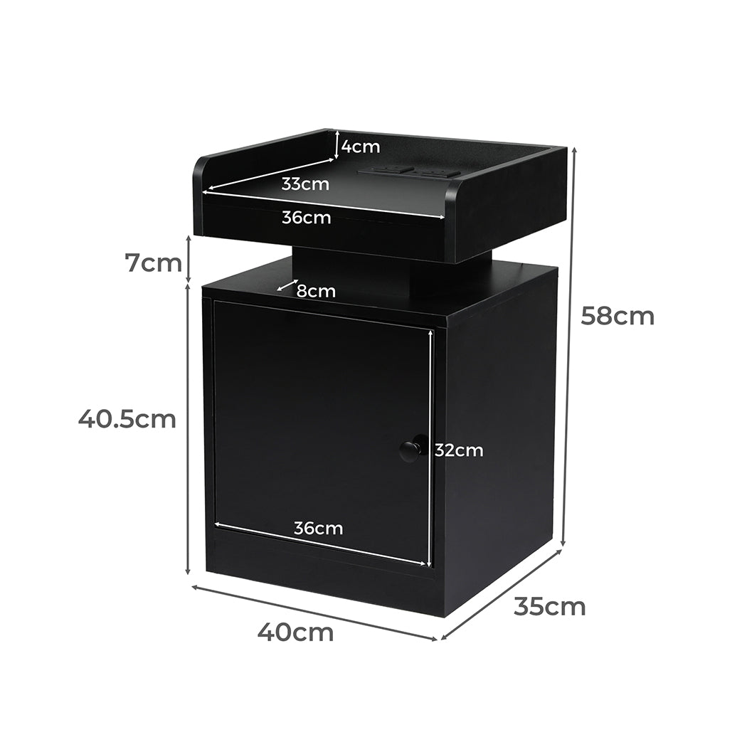 Levede Bedside Table USB Charger Outlet RGB Black-1910112205286805506