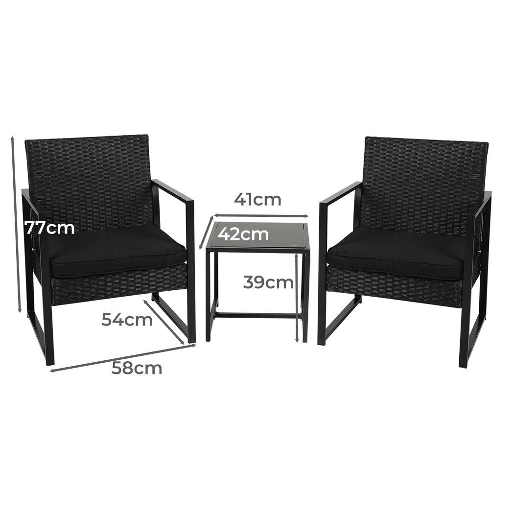 Levede 3 Pcs Outdoor Furniture Set Chair-1919892871520063490