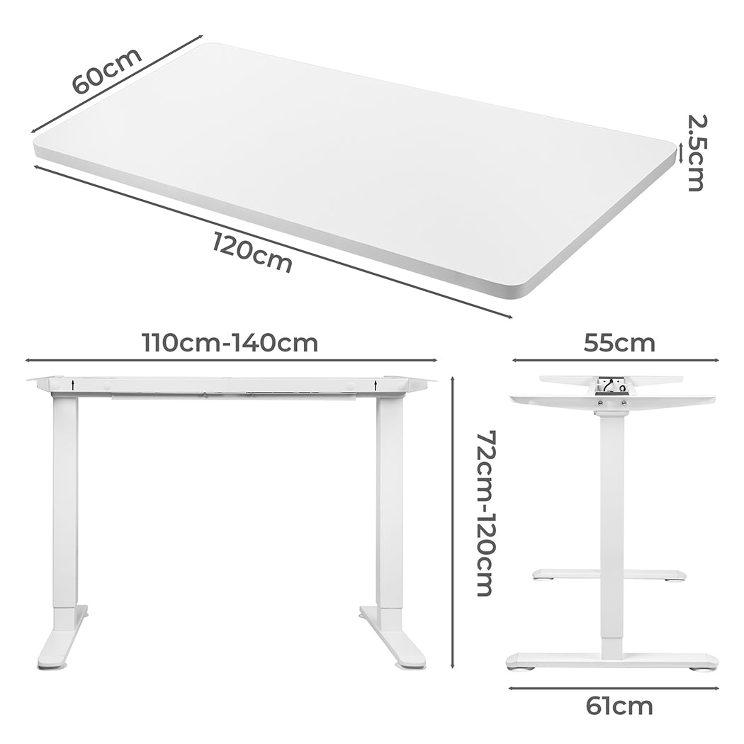 Levede Motorised Standing Desk Adjustable 120cm White 800x 1.5MM-1910112991592976386