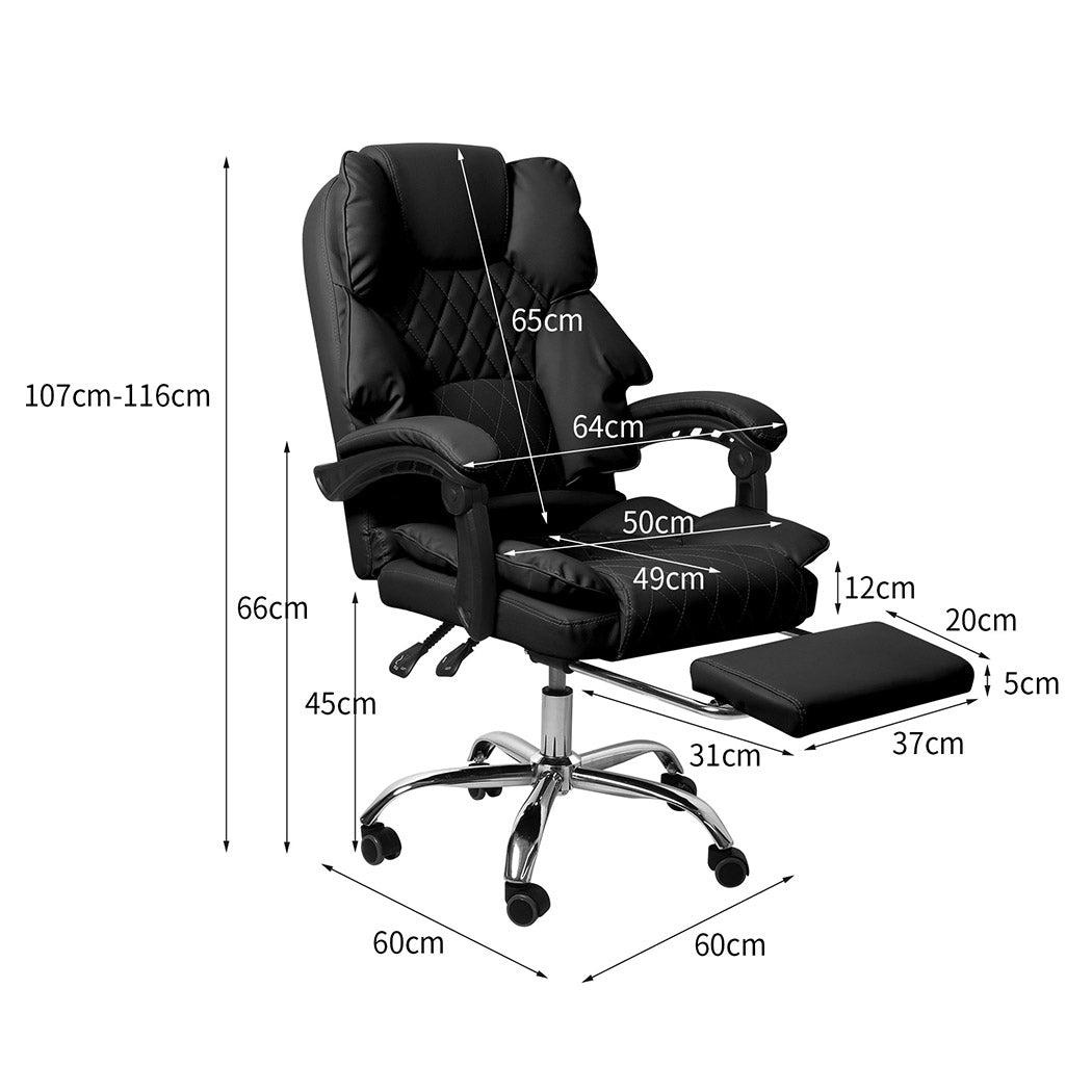 Levede Gaming Chair Office Computer Black Footrest-1910112922382766082