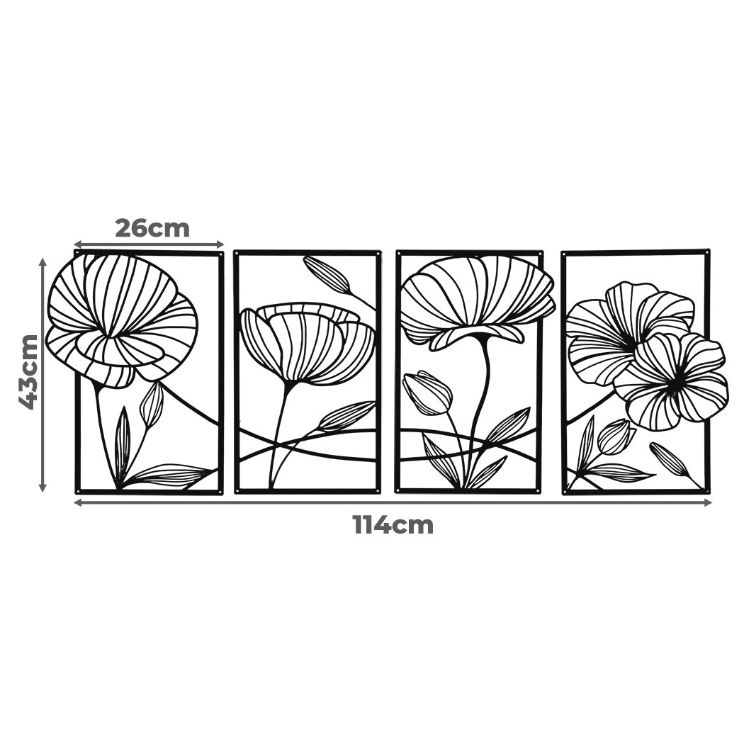 Yezi Metal Wall Art 4Pcs Floral Minimalist Line Decor-1942353710097240066