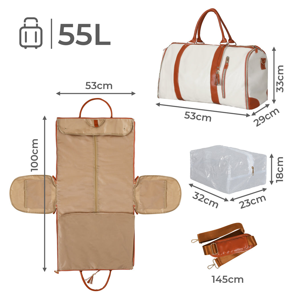 Slimbridge Garment Bags Hanging Suit Duffel Bag Beige-1942353690857967618