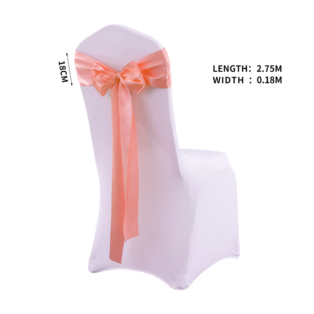 50x Satin Chair Sashes Cloth Cover Wedding Coral-1942353140644974594