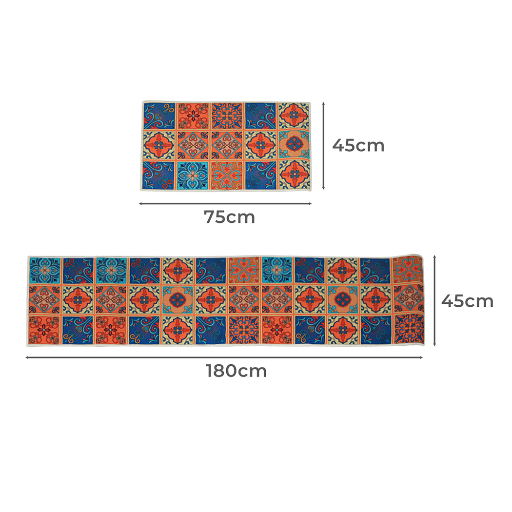 Marlow 2x Kitchen Mat Floor Rugs Area 45x180cm-1942353170038657026
